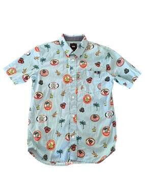 Vans Off The Wall
"Have a Peel" Stickers Woven Short-Sleeve Button-Up Shirt Sz M